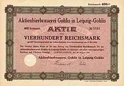 Aktie der Brauerei, 1925