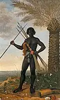 Pendant Afrikanischer Mann mit Stoßzahn, Schwert und Assegai
