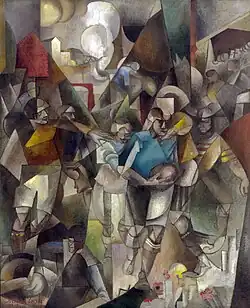 Les Joueurs de football, 1912–13. Das Gemälde wurde 1913 auf dem Ersten Deutschen Herbstsalon gezeigt.