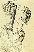 Albrecht Dürer: Studienblatt mit Händen, ca. 1494