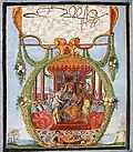 Seite 17: Allegorische Krönung von Kaiser Rudolf II. mit eigener Unterschrift