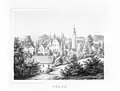Schloß Thurm mit der Dorfkirche (vor 1856)