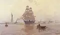 Segelschiff vor der Freiheitsstatue im Hafen von New York 1897