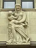 Alexander Zschokke (1894–1981) Bildhauer, Skulptur-Relief, 1952, Höhe 300&nbsp;cm, Eingang UBS, St. Alban Graben 6.