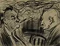 „Zwei Männer im Cafe´“, 1930er/40er Jahre, Kreide