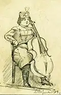 Musikerin, Bleistiftzeichnung