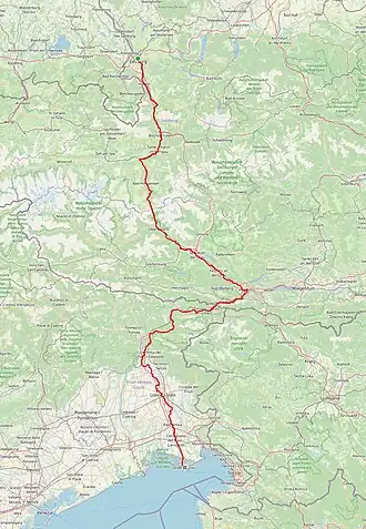Bilddatei, aus der der Verlauf der Route hervorgeht