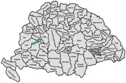 Lage des Komitats Alsó-Fehér