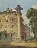 Das Kosakenbrünnele war vor 1862 noch rechts neben der Säule angebracht.