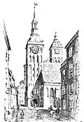 Die alte Altstädtische Kirche, im Hintergrund der Schlosskirchturm (alt)