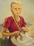 Mädchen vor der Wasserkante (Öl auf Leinwand, 1942)