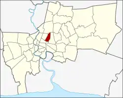 Karte von Bangkok, Thailand mit Din Daeng
