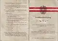 Amtsbescheinigung nach § 4 des Opferfürsorgegesetzes W-Nr. 10239, Karl Fischer (Außenseite)