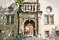 Hauptportal mit bekrönender Figur der Justitia