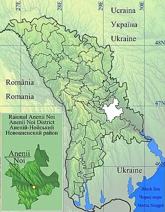 Karte von Moldawien, Position von Anenii Noi hervorgehoben