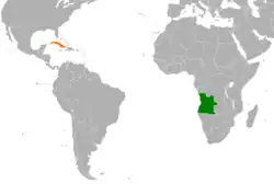 Lage von Angola und Kuba