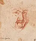 Kopf eines schreienden Kriegers, zeichnung, 1640, Kunsthalle Bremen