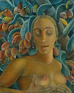 Halbakt vor Feigenkaktus (Selbstbildnis), zwischen 1922 und 1925, Hamburger Kunsthalle