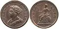 Farthing von 1714, Anne. Kupfer.