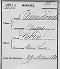 Eintrag der Hochzeit mit Marie Louise Sebin 29. März 1832