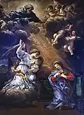 Verkündigung, 1665–1669, Öl auf Leinwand, 410 × 287&nbsp;cm, Kirche San Francesco, Cortona