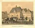 „Marktplatz zu Heilbronn“ (mit Rathaus) Farblithographie von Robert Stieler (Landschafts- u. Architekturmaler * 15. Juni 1846; † 3. Mai 1908)
