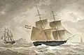 Ein Schiff der österreichischen Marine in Küstengewässern bei Marseille (1826)