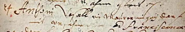 Maurer Antoni Vasall, 1617 bei Franziskanern begraben