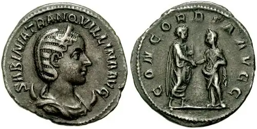 Münze zur Feier der Hochzeit von Gordian III. mit Tranquillina