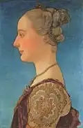 Antonio del Pollaiolo oder Piero del Pollaiolo, Porträt einer Dame, um 1475, 55 × 34 cm, Galleria degli Uffizi, Florence.