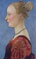 Piero del Pollaiuolo, Porträt einer jungen Frau, um 1480, 48,9 × 35,2 cm, Metropolitan Museum of Art, Ident.Nr. 50.135.3, New York.