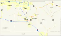 Karte der Arizona State Route 287