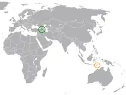 Lage von Armenien und Osttimor