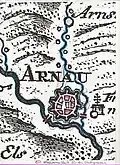 Wasserzuläufe und -gräben in der Stadtbefestigung um 1720