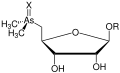 Gängige Struktur von Arsenozuckern, typischerweise Arsinoxide mit X = O