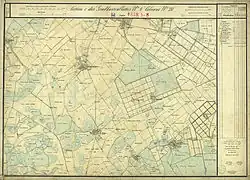 Andau/Taresa (rechts unten) und Umgebung um 1873 (Aufnahmeblatt der Landesaufnahme)