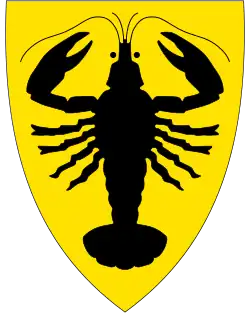 Wappen mit goldenem Hintergrund und einem schwarzen Krebs