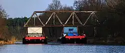 Ausschwimmen der Bahnbrücke bei Neuderben