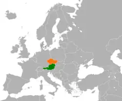 Lage von Österreich und Tschechien