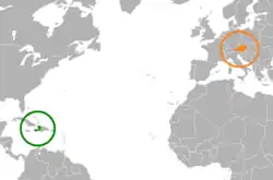 Lage von Haiti und Österreich