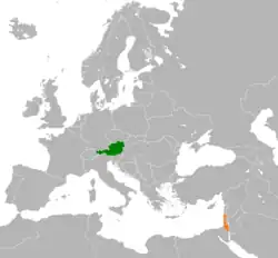 Lage von Israel und Österreich