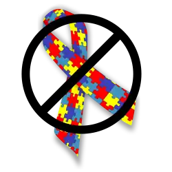 Durchgestrichene Schleife aus Puzzleteilen