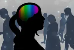 Person mit regenbogenfarbenem Gehirn