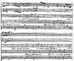 Autograph des Duetts von Clelia und Muzio „Ma come amar/Torna ad amar“