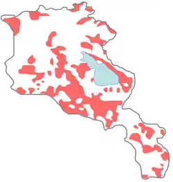 Muslime (Tataren, Kurden und Perser) in der Gubernija Eriwan (hier aktuelle Grenzen Armeniens), 1886–1890.