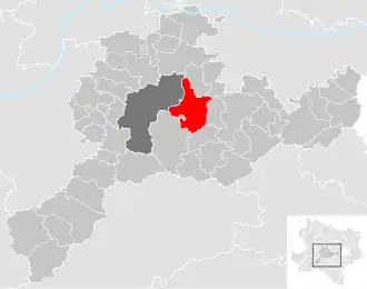 Lage der Gemeinde Böheimkirchen im Bezirk St. Pölten (anklickbare Karte)