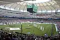 Bei Fußballspielen wird der BC Place mit Hilfe eines Zeltdaches der Oberrang verdeckt.