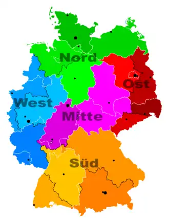 Bundespolizei (alt) 5 Präsidien und 19 Ämter