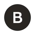 Rundes Liniensymbol mit dem weißen Großbuchstaben B in schwarz gefülltem Kreis vor neutralem Hintergrund