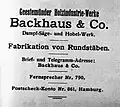 Backhaus & Co., Briefkopf, 1930er Jahre